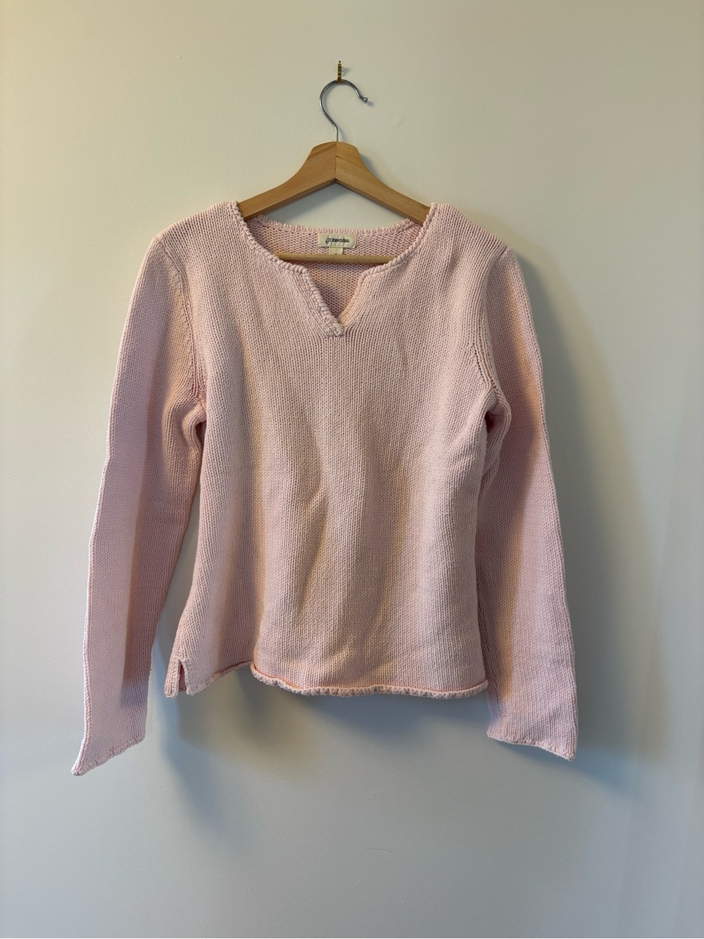 St. John's Bay Vintage Cotton Light Pink Knit V-Neck Sweater